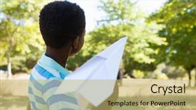  Presentation with airplane - Amazing slide set having cute little boy with paper backdrop and a yellow colored foreground