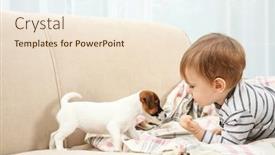  Presentation with cute christmas pug puppy dog - Amazing PPT layouts having cute-little-boy-with-puppy backdrop and a lemonade colored foreground