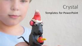  Presentation with rat - Amazing PPT theme having cute little boy with rat mouse from plasticine on hand christmas decoration xmas toy backdrop and a light gray colored foreground