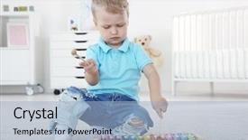  Presentation with xylophone - Colorful slides enhanced with cute little boy with xylophone backdrop and a light blue colored foreground