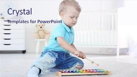  Presentation with xylophone - Colorful PPT layouts enhanced with cute little boy with xylophone backdrop and a sky blue colored foreground