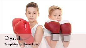  Presentation with pink boxing gloves - Amazing slide set having cute little boys in boxing backdrop and a lemonade colored foreground
