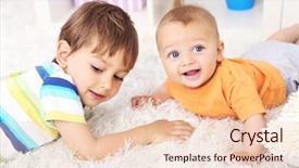  Presentation with carpet - Presentation theme with cute little boys lying on carpet background and a lemonade colored foreground