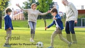  Presentation with grandparents day - PPT theme consisting of cute little boys with grandparents in park on sunny day background and a yellow colored foreground