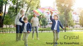  Presentation with grandparents day - Slide deck with cute little boys with grandparents in park on sunny day background and a yellow colored foreground