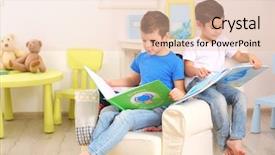  Presentation with books - Audience pleasing presentation consisting of cute-little-brothers-with-books backdrop and a lemonade colored foreground