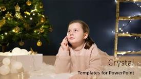  Presentation with child tree - Presentation design enhanced with cute-little-child-girl-writes background and a coral colored foreground