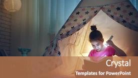  Presentation with children reading - Slide deck having cute little child is reading background and a coral colored foreground