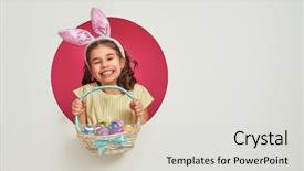  Presentation with dog baby cute child - Beautiful slide deck featuring cute little child wearing bunny backdrop and a light gray colored foreground