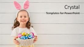  Presentation with easter basket - Beautiful theme featuring cute little child wearing bunny backdrop and a light gray colored foreground