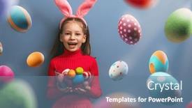  Presentation with easter basket - Slide deck having cute-little-child-wearing-bunny background and a ocean colored foreground