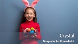  Presentation with easter basket - Presentation theme having cute-little-child-wearing-bunny background and a ocean colored foreground
