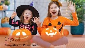  Presentation with family children - Presentation theme consisting of cute-little-children-girls background and a red colored foreground