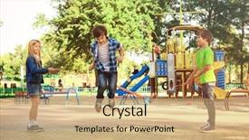  Presentation with rope - Slide set consisting of cute little children jumping rope background and a coral colored foreground