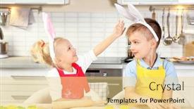  Presentation with cookies - Audience pleasing theme consisting of cute-little-children-making-easter backdrop and a blonde colored foreground