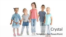  Presentation with children - Slide set enhanced with cute little children on white background and a white colored foreground