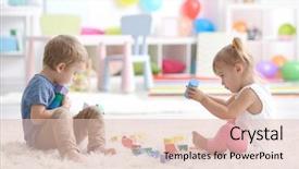  Presentation with carpet - Beautiful slide set featuring cute little children playing while backdrop and a lemonade colored foreground