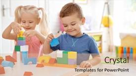  Presentation with children playing - Cool new theme with cute little children playing backdrop and a coral colored foreground