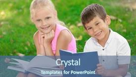  Presentation with children books - Slide set enhanced with cute little children reading books background and a  colored foreground