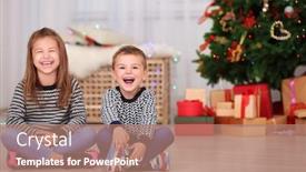  Presentation with room - Slide deck featuring cute-little-children-sitting background and a coral colored foreground