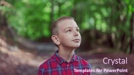  Presentation with green nature - Presentation theme having cute-little-curious-boy and a violet colored foreground
