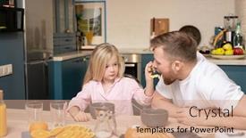  Presentation with muesli - Cool new slide deck with cute-little-daughter-with-long backdrop and a coral colored foreground
