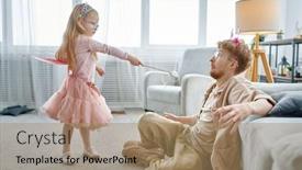  Presentation with magic wand - PPT theme having cute-little-daughter-with-magic background and a  colored foreground