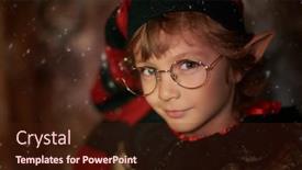  Presentation with fairy night - Presentation theme featuring cute-little-elf-boy-stands background and a tawny brown colored foreground