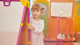  Presentation with education cute - PPT layouts having cute-little-fair-haired-girl background and a coral colored foreground