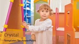  Presentation with education cute - Theme with cute-little-fair-haired-girl background and a gold colored foreground