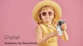  Presentation with children hands - PPT layouts with cute-little-fashionista-girl background and a coral colored foreground