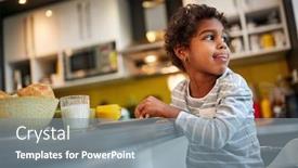  Presentation with eating - Presentation having cute-little-female-child-eating background and a gray colored foreground