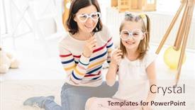  Presentation with stick kids - Slides with cute-little-girl-and-mother background and a lemonade colored foreground