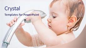  Presentation with girl pink baby shower - PPT theme having migracion - cute little girl bathes background and a sky blue colored foreground