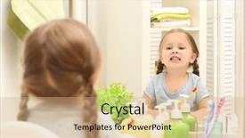  Presentation with bathroom - Audience pleasing PPT layouts consisting of cute little girl brushing teeth backdrop and a coral colored foreground