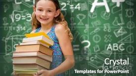  Presentation with book fair - Slide deck featuring cute little girl carrying books background and a ocean colored foreground