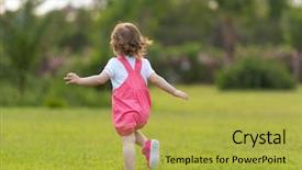  Presentation with children little child girl plays - Theme enhanced with cute little girl cheerfully spending background and a  colored foreground
