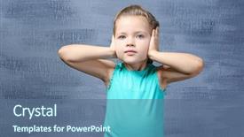  Presentation with ears - Presentation consisting of cute little girl covering ears background and a ocean colored foreground
