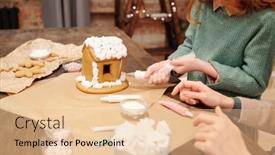  Presentation with gingerbread house - Cool new slides with cute-little-girl-decorating-homemade backdrop and a lemonade colored foreground