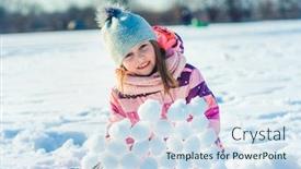  Presentation with snowball - Theme featuring cute-little-girl-doing-snowball background and a sky blue colored foreground