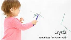  Presentation with light up - Beautiful theme featuring mess - cute little girl drawing backdrop and a white colored foreground