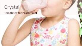  Presentation with white milk - PPT theme having cute little girl drinks milk isolated over white background and a lemonade colored foreground