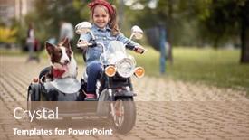  Presentation with electrical - Presentation design with cute-little-girl-driving-electrical background and a coral colored foreground