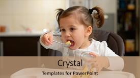  Presentation with cake - Audience pleasing slide set consisting of cute little girl eating cake backdrop and a coral colored foreground