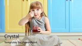  Presentation with jam - Presentation theme having cute little girl eating jam background and a mint green colored foreground