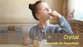  Presentation with cake - Amazing slides having cute-little-girl-eating-tasty backdrop and a violet colored foreground