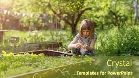  Presentation with gardening - Slide deck with cute-little-girl-enjoy-gardening background and a tawny brown colored foreground