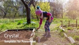 Presentation with community - Amazing slide deck having cute-little-girl-enjoy-gardening backdrop and a violet colored foreground