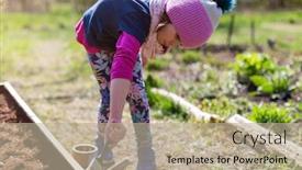  Presentation with gardening - PPT theme with cute-little-girl-enjoy-gardening background and a mint green colored foreground