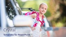  Presentation with well - PPT layouts having cute-little-girl-going-home background and a  colored foreground